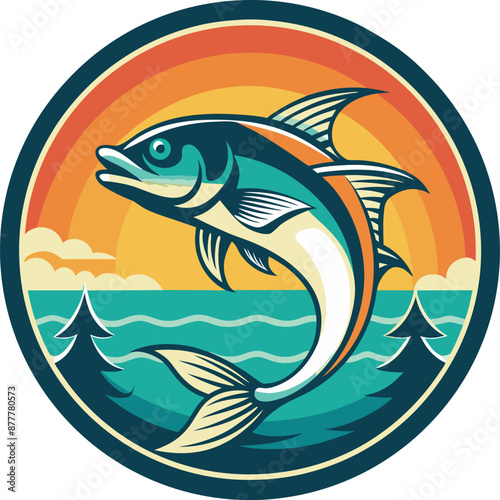 Wallpaper Mural Fishing Vector Illustration. Fishing T-Shirt Design. Torontodigital.ca