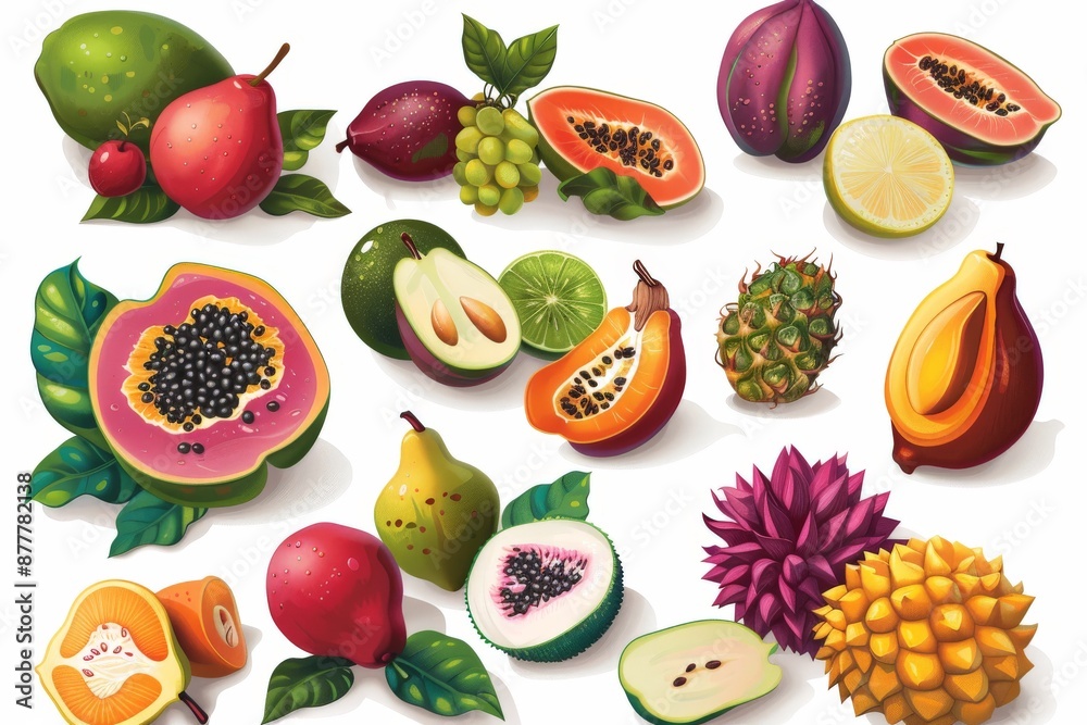 illustrations of exotic fruits illustrations of exotic fruits