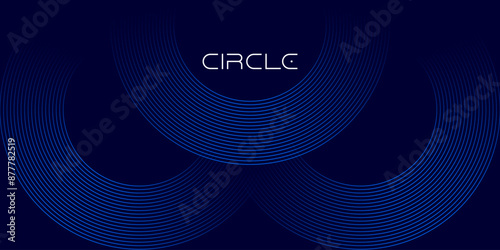 Abstract glowing geometric lines on dark background. Modern shiny circle lines pattern. Futuristic technology concept. Suit for cover, poster, banner, brochure, header, website