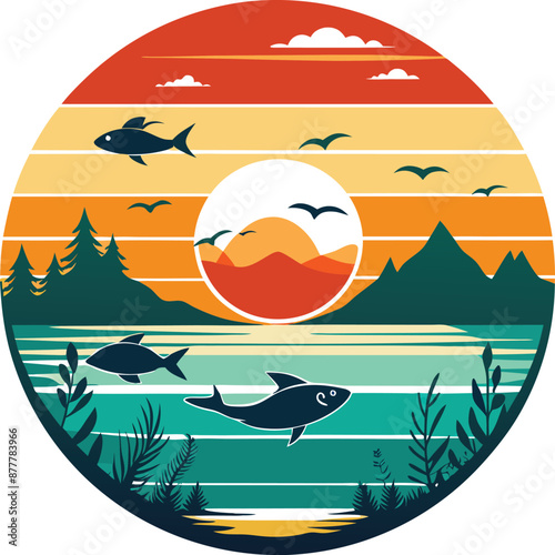 Fishing Vector Illustration. Fishing T-Shirt Design.