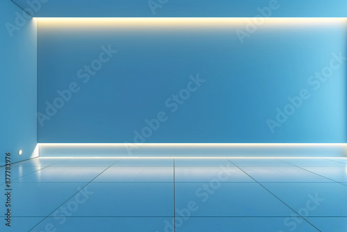 Wallpaper Mural Modern Empty Room with Blue Walls and Minimalist Design Featuring Indoor Lighting Torontodigital.ca