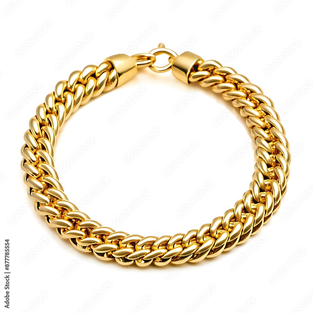 Gold bracelet isolated on white background,top view Gold bracelet isolated on white background,top view