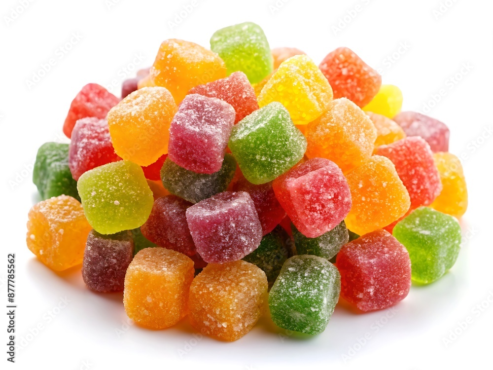Gummy candies in wooden bowl isolated on white background. Gummy candies in wooden bowl isolated on white background.