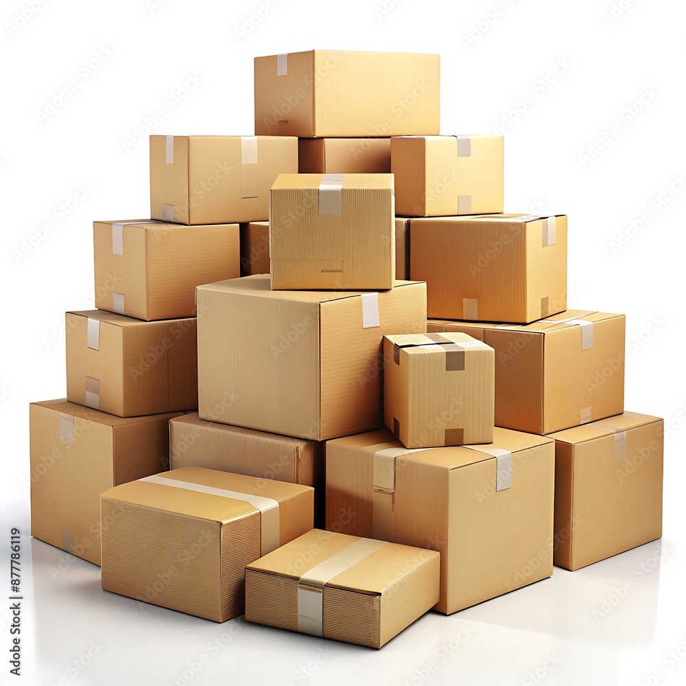 Group of cardboard delivery boxes isolated on white background Group of cardboard delivery boxes isolated on white background