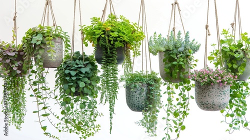 Hanging Plants with White Background photo