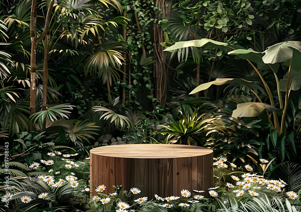 Wooden Platform in a Lush Tropical Jungle Wooden Platform in a Lush Tropical Jungle