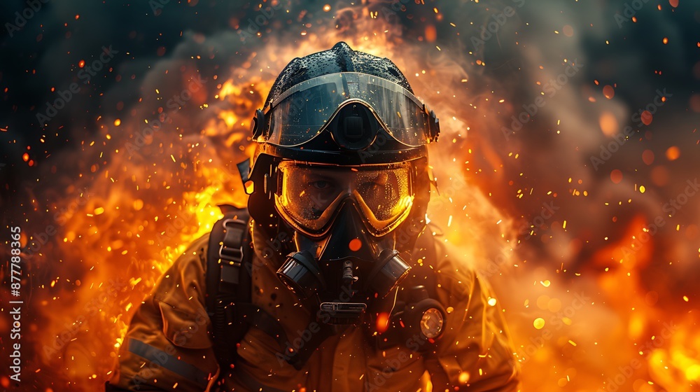 firefighter in action on fire firefighter in action on fire