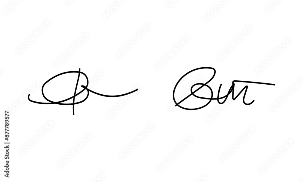 Hand drawn signature element on white background Hand drawn signature element on white background