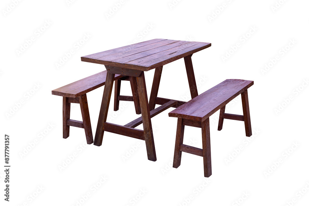 Fototapeta premium Garden table set with benches made of wood