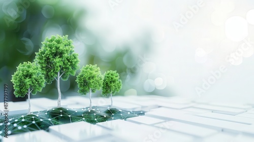 Digital representation of carbon credit market, green economy, sustainable investment