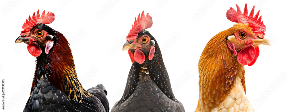 Fototapeta premium Set of Chickens Isolated on a Transparent Background