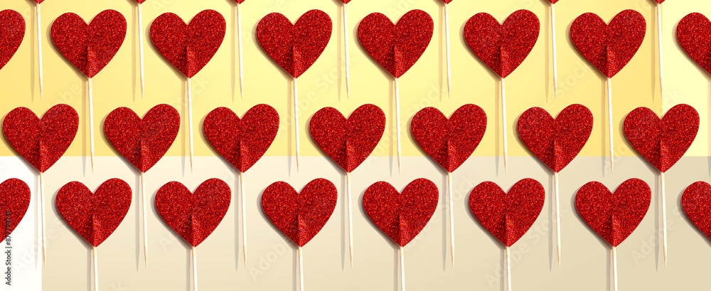 Valentines day or Appreciation theme with red glitter heart picks Valentines day or Appreciation theme with red glitter heart picks
