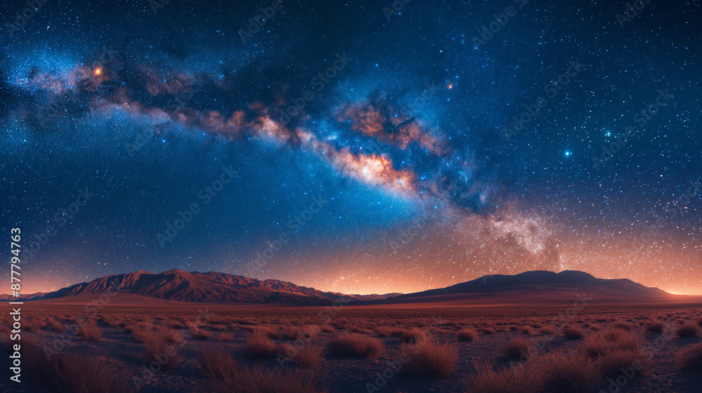 Naklejka premium Milky Way over Remote Desert Landscape