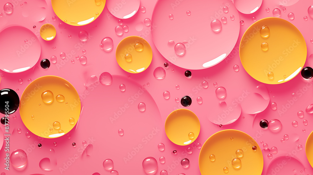 Pink Drops of Paint, Water, Liquid on Yellow Background, Abstract Image, Texture, Pattern Background, Wallpaper, Cover and Screen of Mobile, Smartphone, Computer, Laptop, 9:16 and 16:9 Format Pink Drops of Paint, Water, Liquid on Yellow Background, Abstract Image, Texture, Pattern Background, Wallpaper, Cover and Screen of Mobile, Smartphone, Computer, Laptop, 9:16 and 16:9 Format