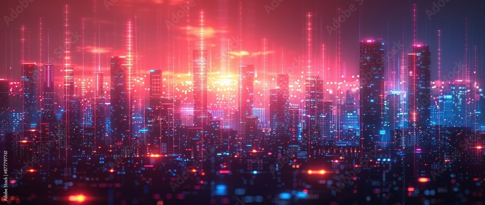 Neon Cityscape with Futuristic Glow Neon Cityscape with Futuristic Glow