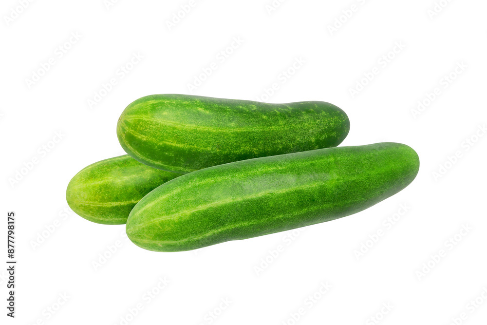 three stack of fresh cucumber on transparent background png