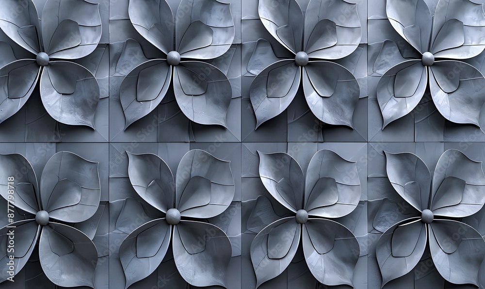 Gray Panels, 3D Floral Pattern