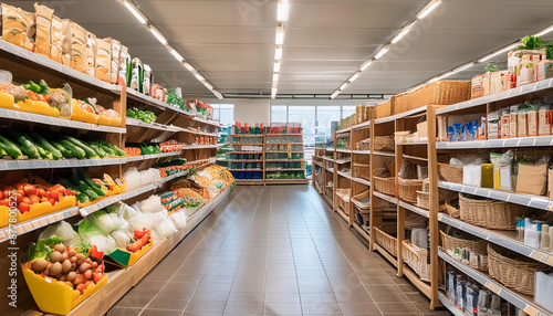 Inside a minimarket shop.  Generative AI. 
