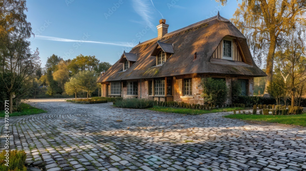 Quaint Ranch charming ranch home with a thatched roof and a quaint, cobblestone ...