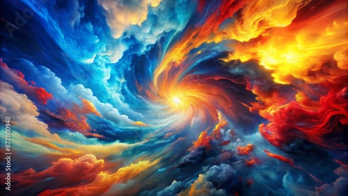 A Beautiful Abstract Painting Of A Colorful Vortex. The Painting Is Full Of Vibrant Colors And Has A Sense Of Movement. photo