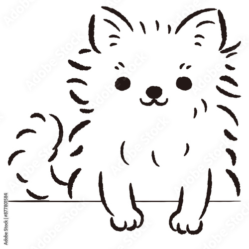 ひょこっと覗いている犬の手描きイラスト