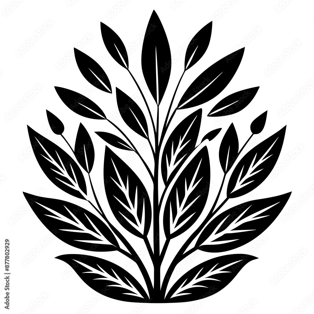 Fototapeta premium Minimalist plant silhouette vector illustration on white background