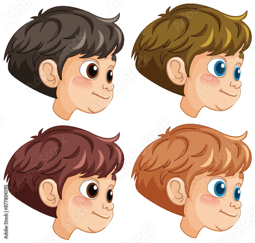 Four boys with different hair colors