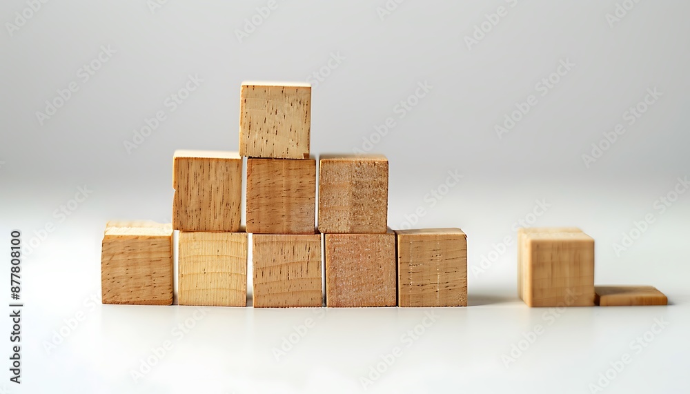 Wooden Blocks Arranged in a Pyramid Formation Wooden Blocks Arranged in a Pyramid Formation