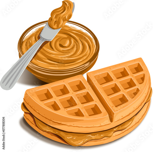 Peanut Butter Waffle Vector Graphic Clipart Illustration