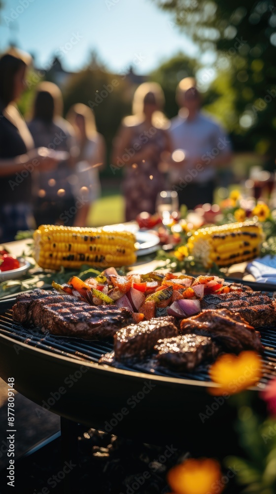 Fototapeta premium food on a grill at night time