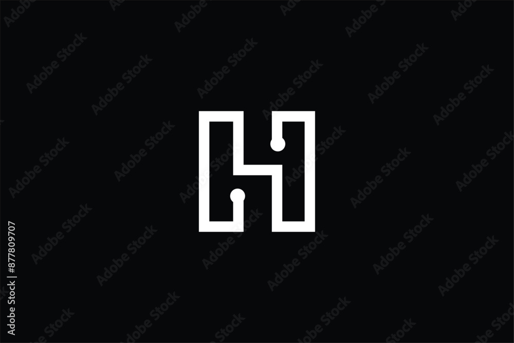 initial letter H tech wires digital abstract logo, letter H tech creative minimal monochrome monogram symbol isolated on black background initial letter H tech wires digital abstract logo, letter H tech creative minimal monochrome monogram symbol isolated on black background
