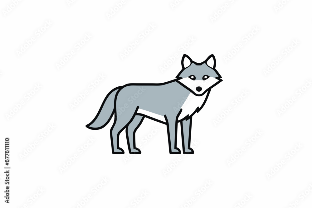 Eastern Wolf learns icon vector white background Eastern Wolf learns icon vector white background