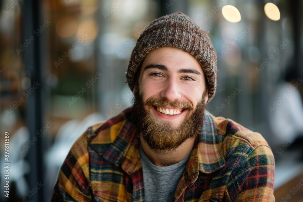 Smiling bearded young male model dressed casually Smiling bearded young male model dressed casually