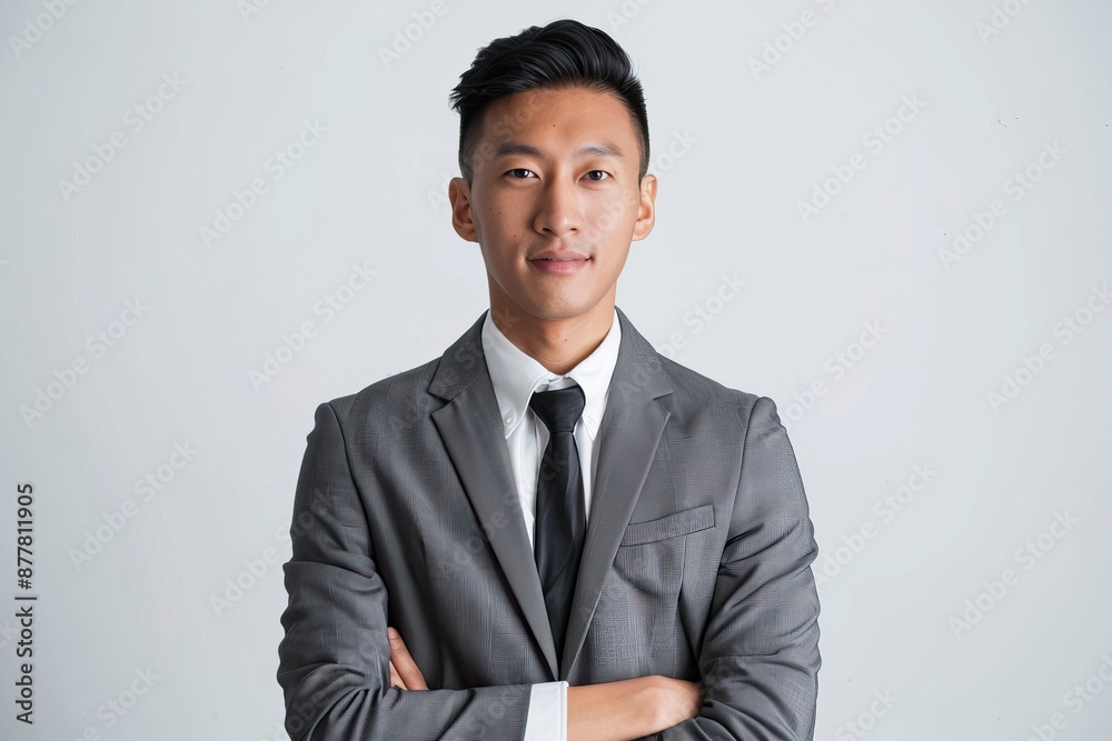 asian business people man good looking in studio. portrait businessman in grey suit confident friendly face isolated on white background - generative ai asian business people man good looking in studio. portrait businessman in grey suit confident friendly face isolated on white background - generative ai