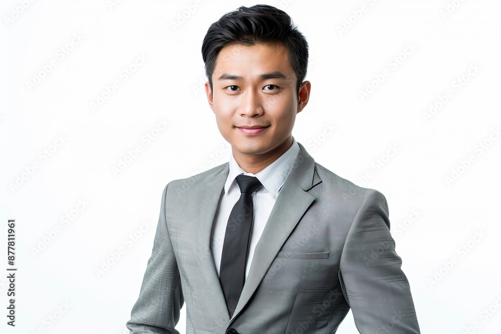 asian business people man good looking in studio. portrait businessman in grey suit confident friendly face isolated on white background - generative ai asian business people man good looking in studio. portrait businessman in grey suit confident friendly face isolated on white background - generative ai