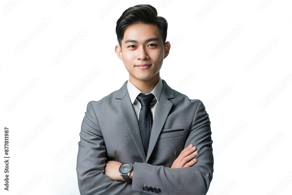 asian business people man good looking in studio. portrait businessman in grey suit confident friendly face isolated on white background - generative ai asian business people man good looking in studio. portrait businessman in grey suit confident friendly face isolated on white background - generative ai