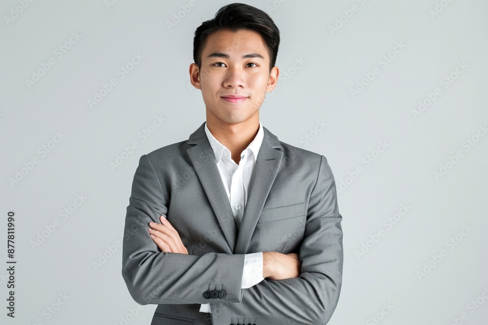 asian business people man good looking in studio. portrait businessman in grey suit confident friendly face isolated on white background - generative ai asian business people man good looking in studio. portrait businessman in grey suit confident friendly face isolated on white background - generative ai