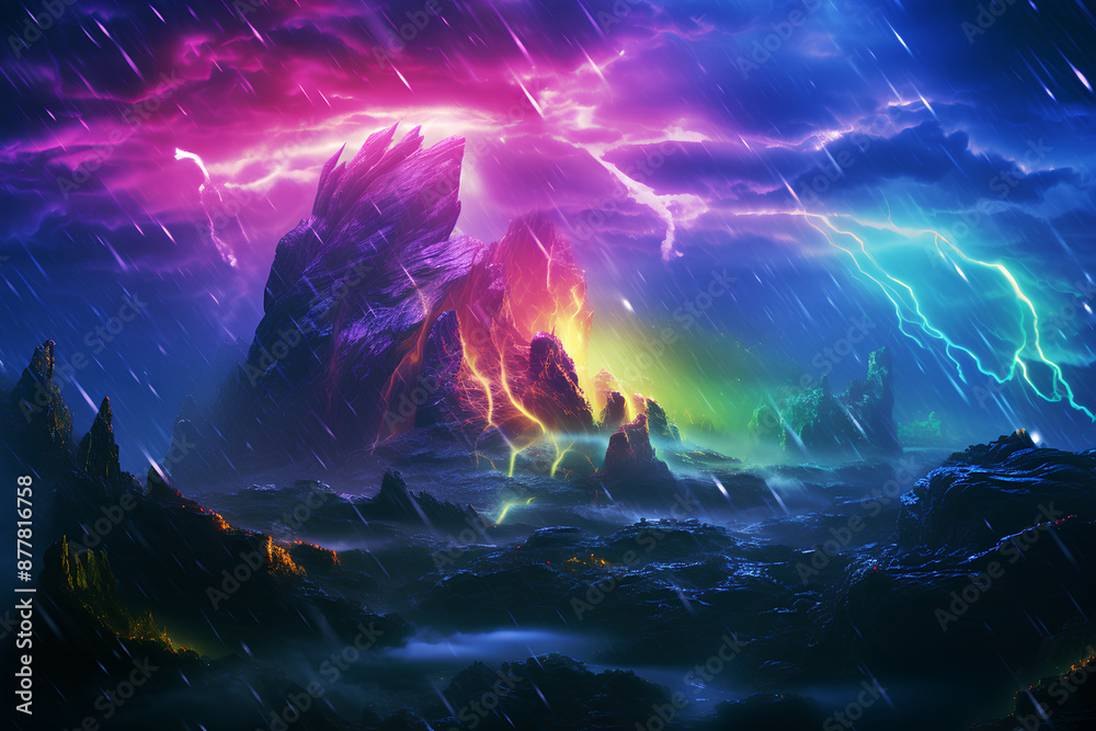 beautiful rainbow color lightning