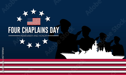 Four Chaplains Day February 03 Background Vector Illustration