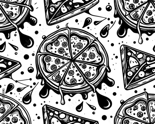 pizza seamless pattern