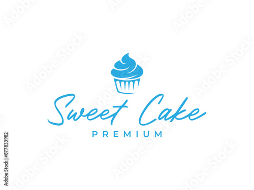 cupcake logo vector illustration. sweet cake logo template