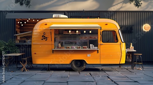 Eyecatching Classic Trailer Food Truck Mockup