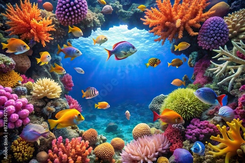 Colorful tropical fish on the background of a coral reef , fish, Colorful, tropical © guntapong