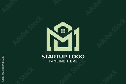 initial letter CM GM Real Estate Logo Construction Skyscrapers design, City building construction logo, 