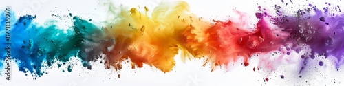 Abstract rainbow paint powder explosion of brilliant colors, vibrant celebration capturing the essence of joy and festivity photo