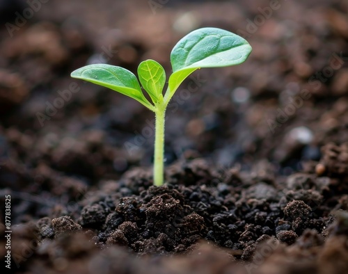 Sprouts emerging from the cradle of the earth, symbolizing the rebirth of spring, growth, and renewal. photo