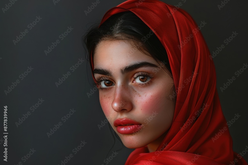 Portrait of a Woman in a Red Headscarf Portrait of a Woman in a Red Headscarf