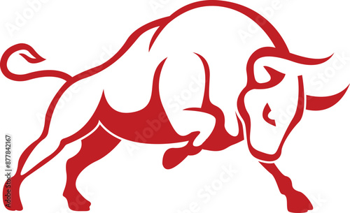 Εκτύπωση καμβά Angry Red Bull Logo Vector