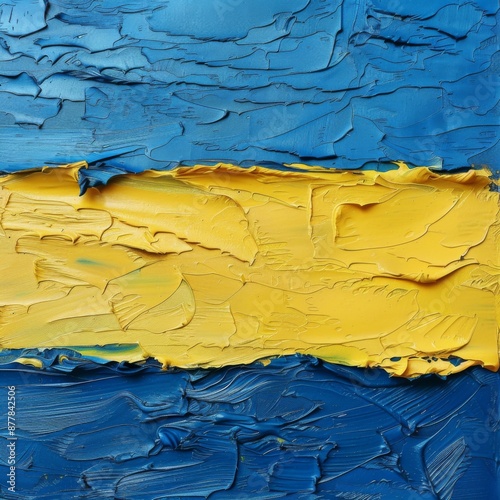 Abstract Ukrainian Pride: A Rich Tapestry of Blue and Yellow in an Artistic Interpretation of the Nation's Emblem photo