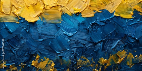 Abstract Ukrainian Pride: A Rich Tapestry of Blue and Yellow in an Artistic Interpretation of the Nation's Emblem photo